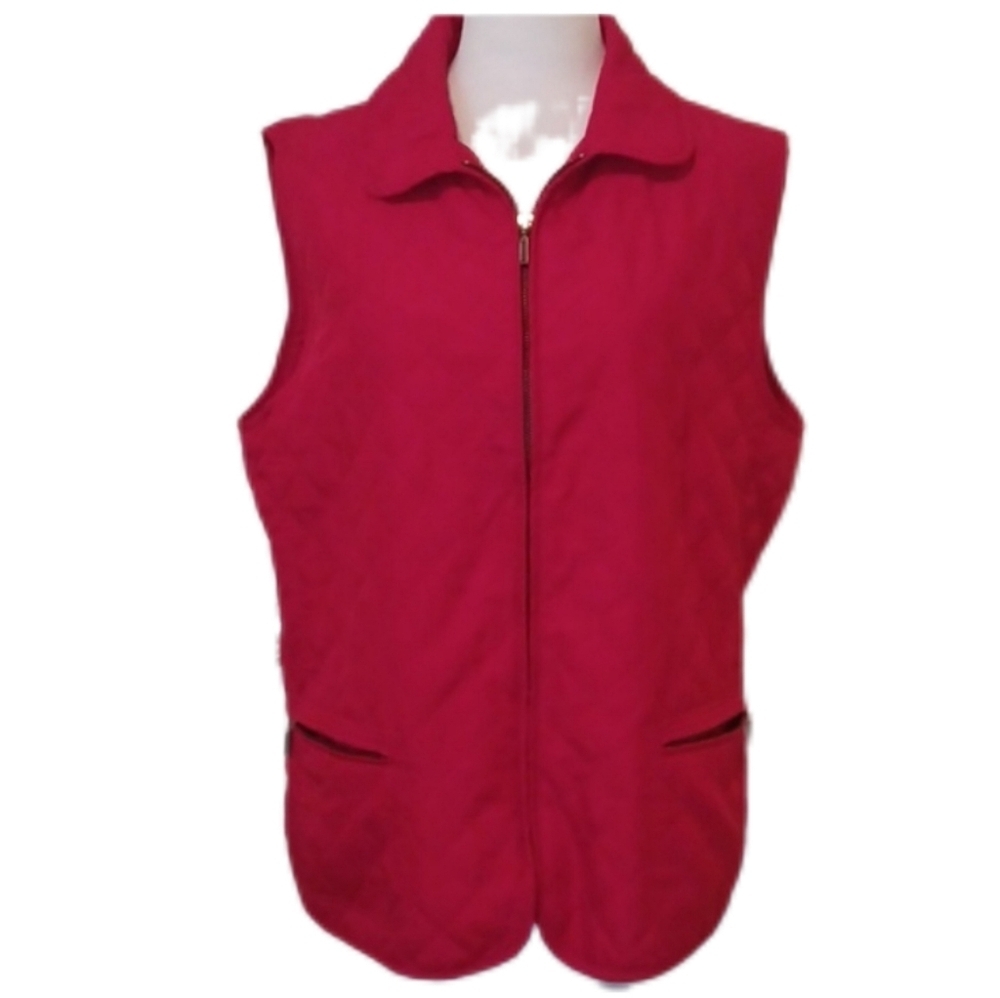 ** Talbots Cherry Quilted Vest Women's Size Large